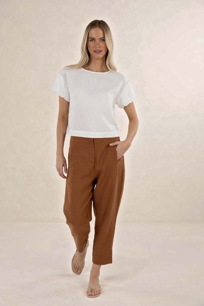 Huxe Linen Pant | Tobacco