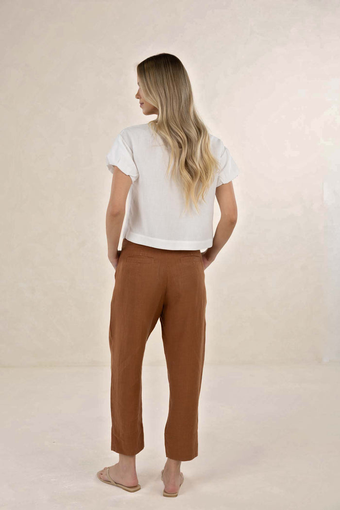 Huxe Linen Pant | Tobacco