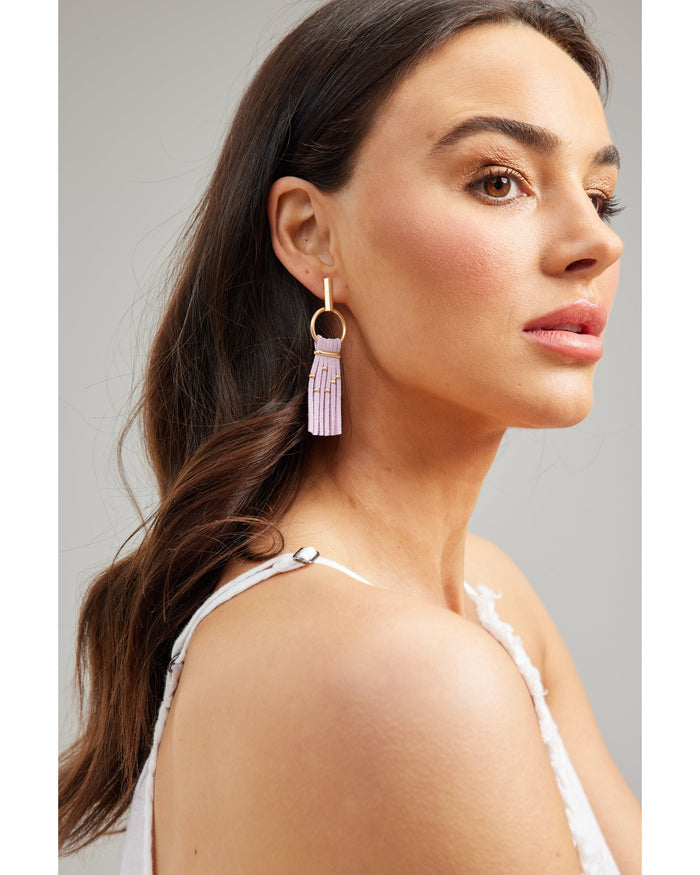 Indigo Earrings in Ecru