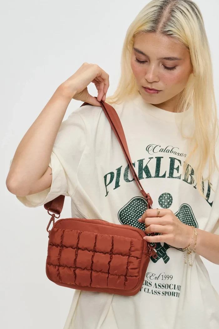 Inspiration Quilted Nylon Crossbody | Rust