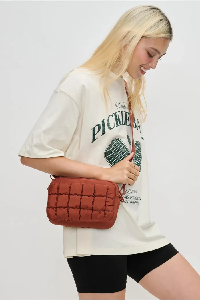 Inspiration Quilted Nylon Crossbody | Rust