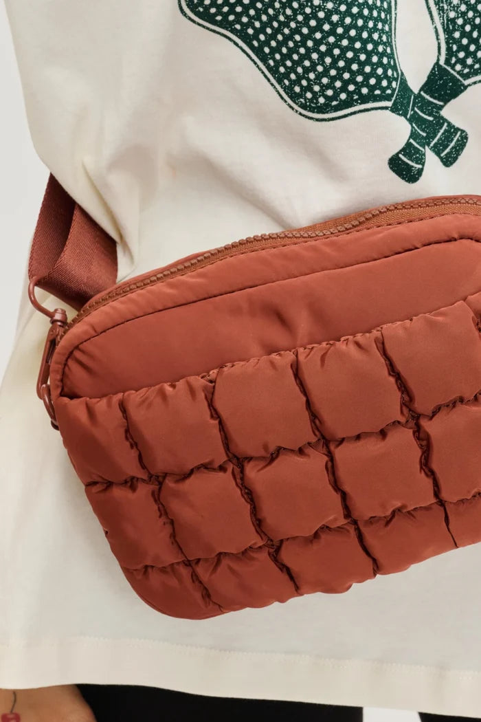 Inspiration Quilted Nylon Crossbody | Rust