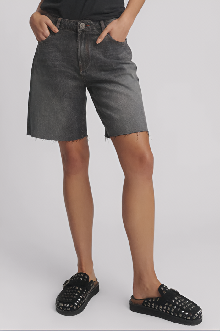 Jacksons Mid Waist Wide Leg Denim Shorts | Worn Black