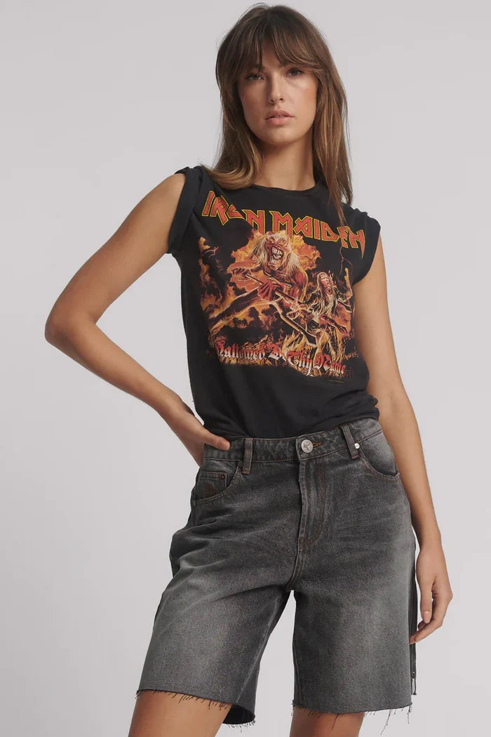 Jacksons Mid Waist Wide Leg Denim Shorts | Worn Black