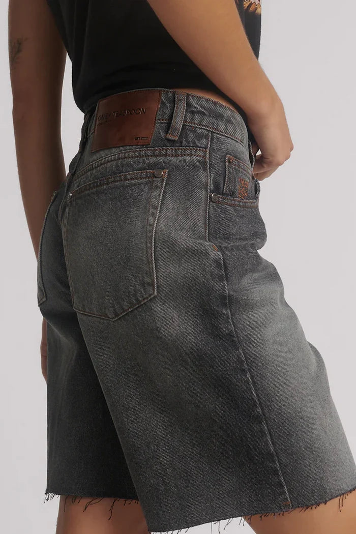 Jacksons Mid Waist Wide Leg Denim Shorts | Worn Black