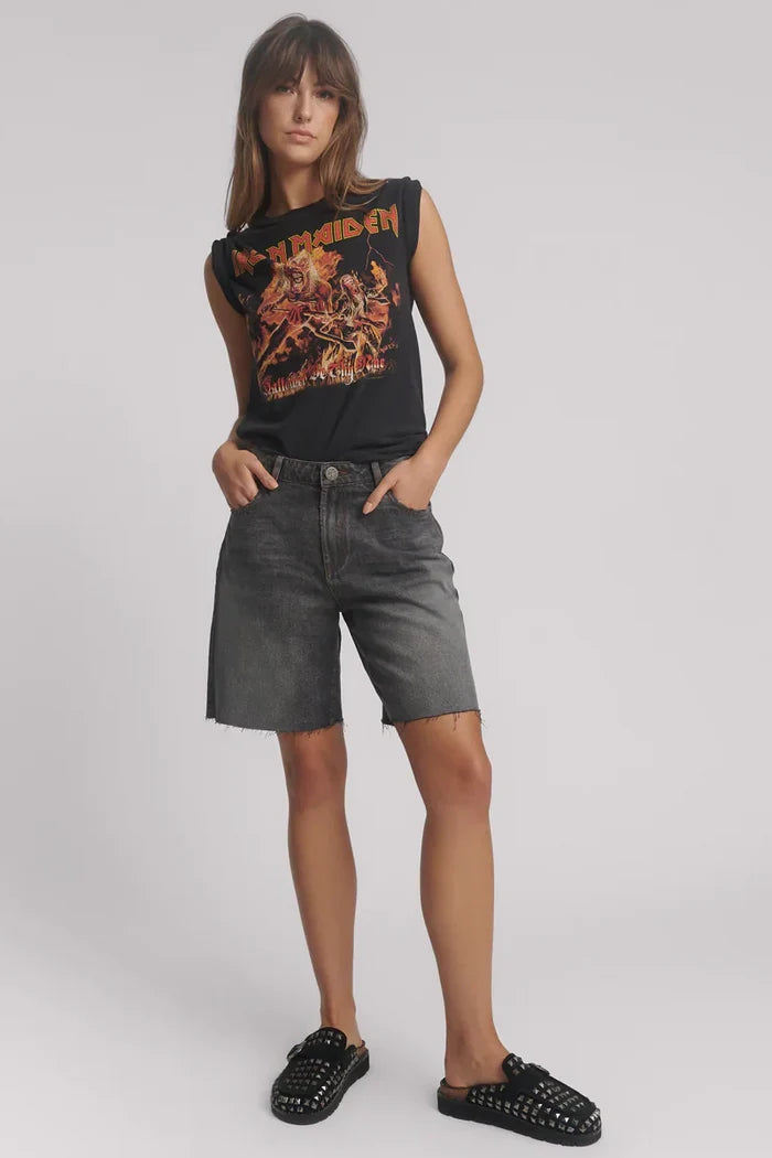Jacksons Mid Waist Wide Leg Denim Shorts | Worn Black