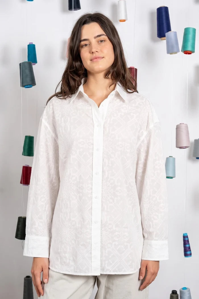 Jarrah Shirt | Embroidered White