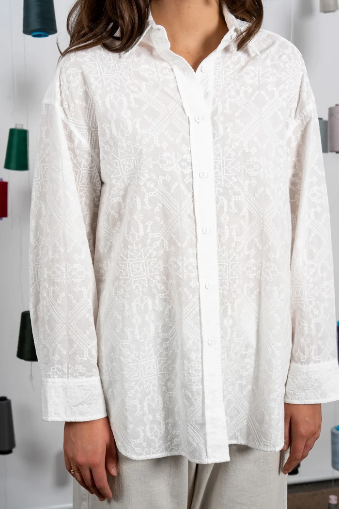 Jarrah Shirt | Embroidered White