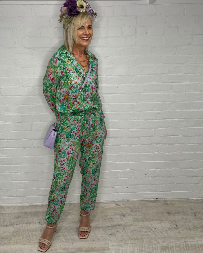 Jogger Pant Jumpsuit in Versailles Gardenia Green