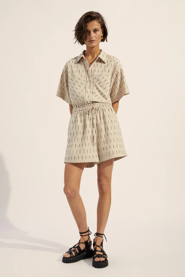 Joist Shorts in Oatmeal Stripe