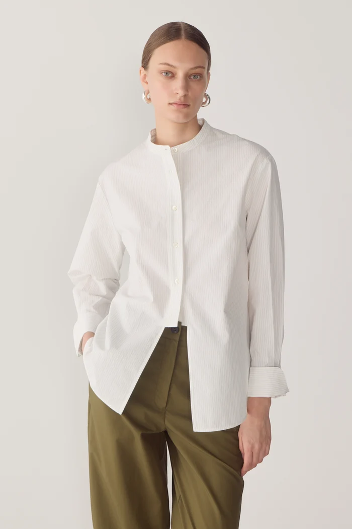 Jordyn Shirt | White Pinstripe
