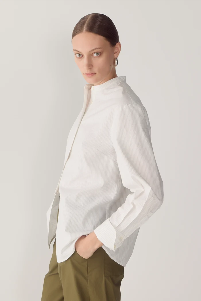 Jordyn Shirt | White Pinstripe