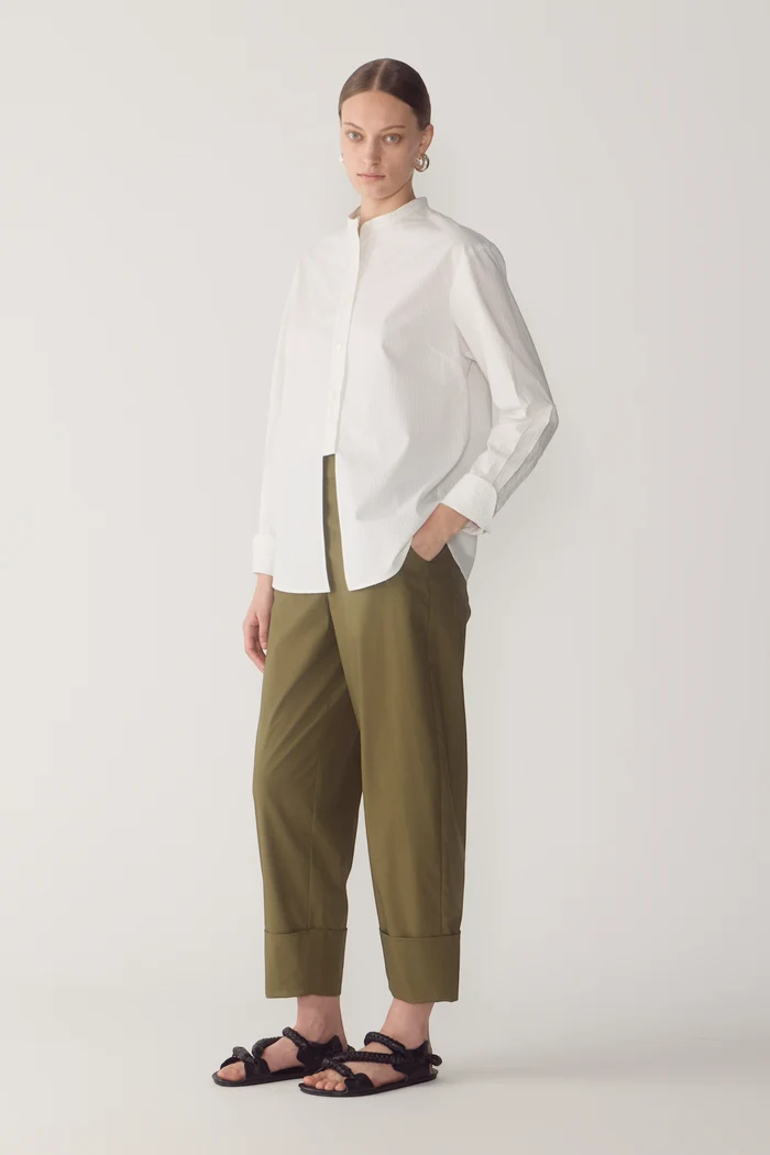 Jordyn Shirt | White Pinstripe