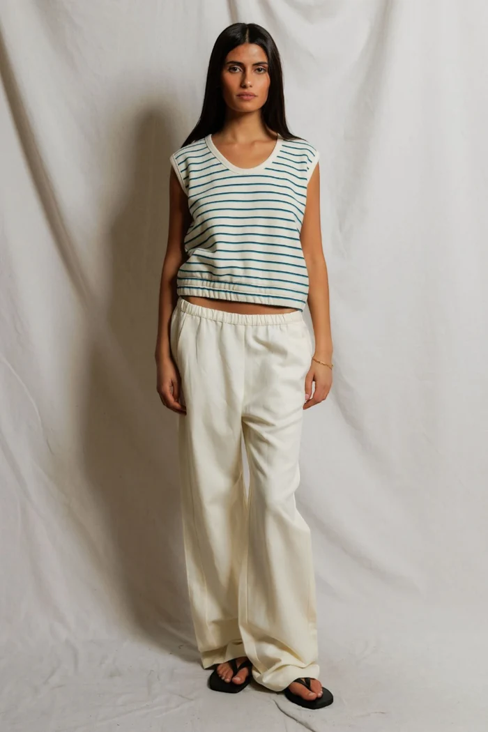 Joy Terry Tank Top | Teal/Navy Stripe