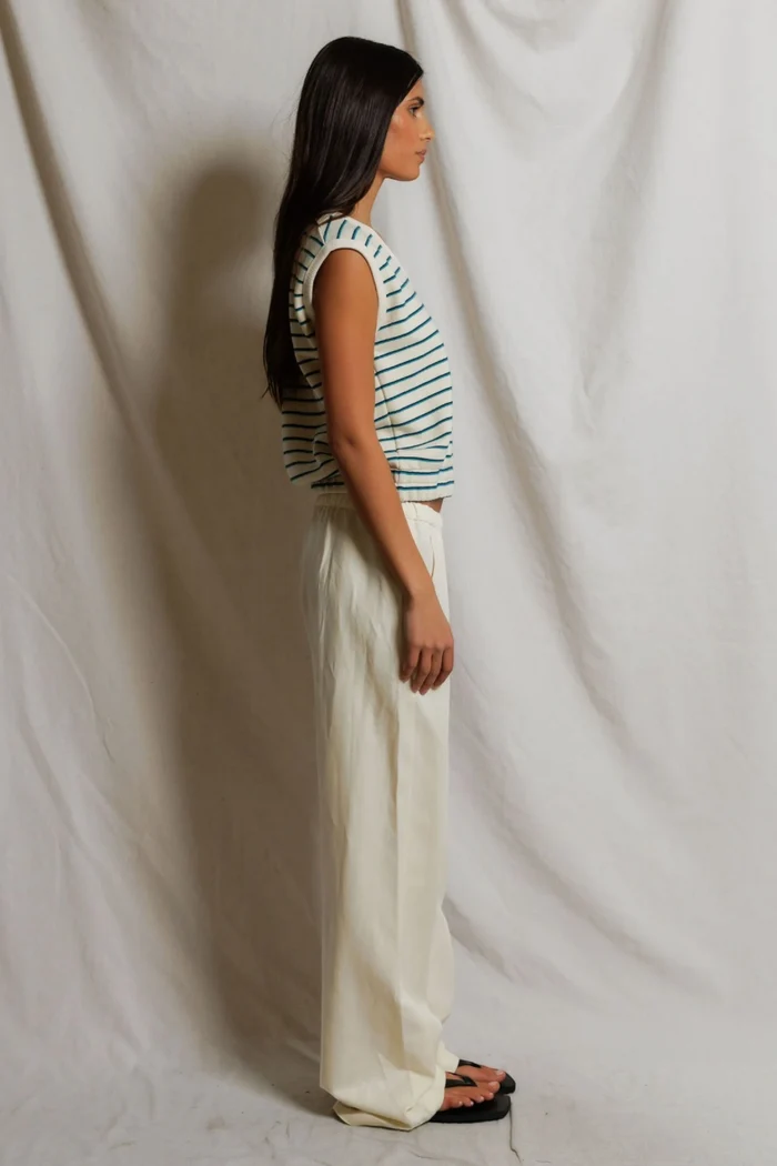 Joy Terry Tank Top | Teal/Navy Stripe