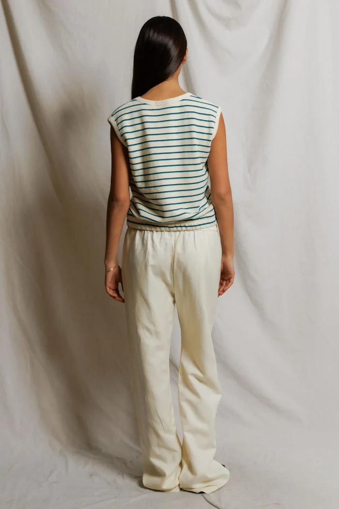 Joy Terry Tank Top | Teal/Navy Stripe