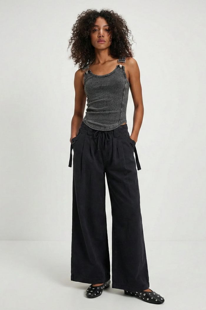 Julien Wide Leg Chino | Washed Black