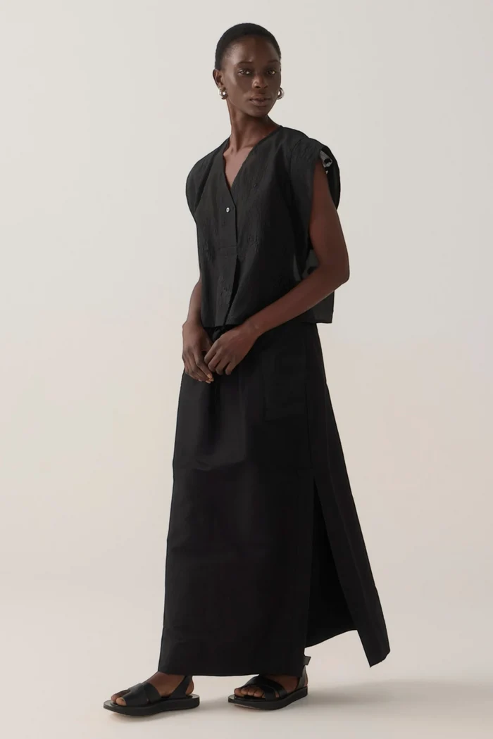 Lark Top | Black Embroidered Organza
