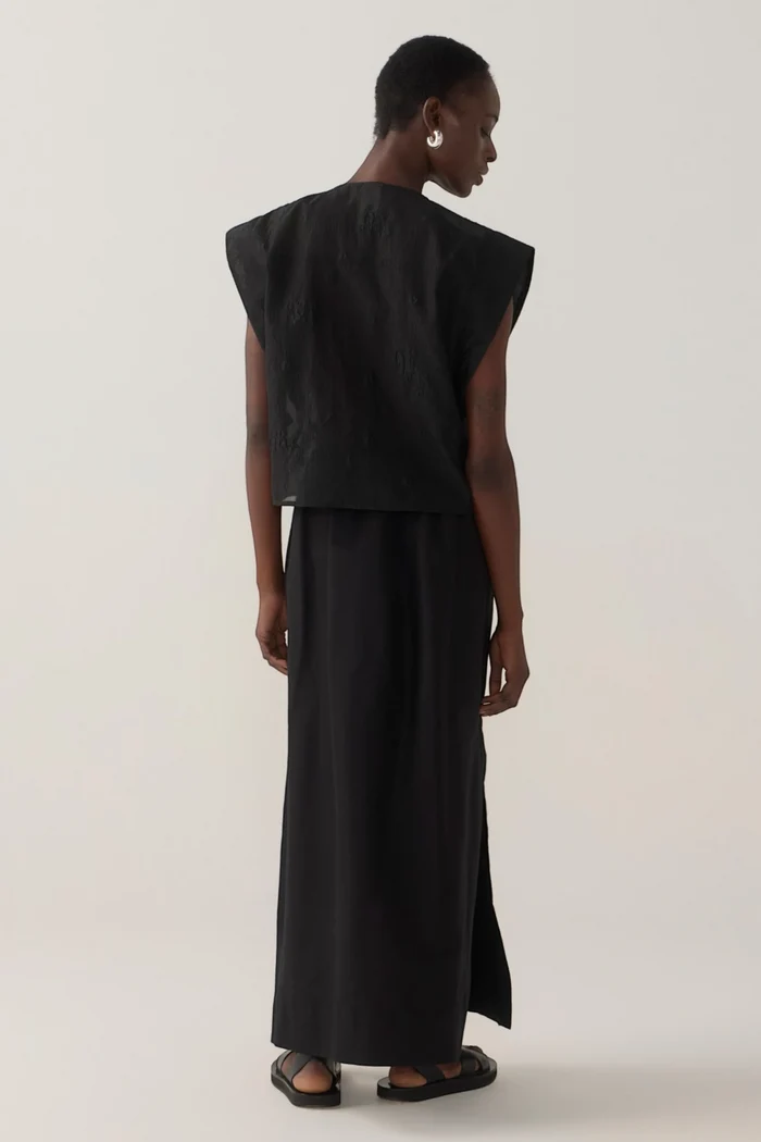 Lark Top | Black Embroidered Organza