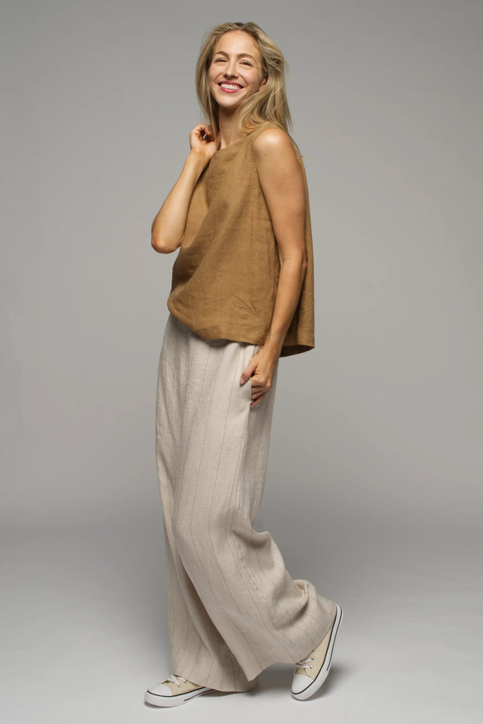 Linen Singlet | Cognac