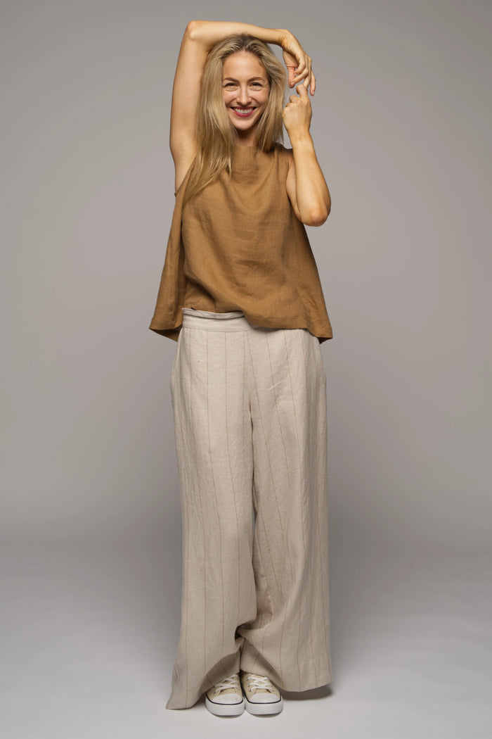 Linen Singlet | Cognac