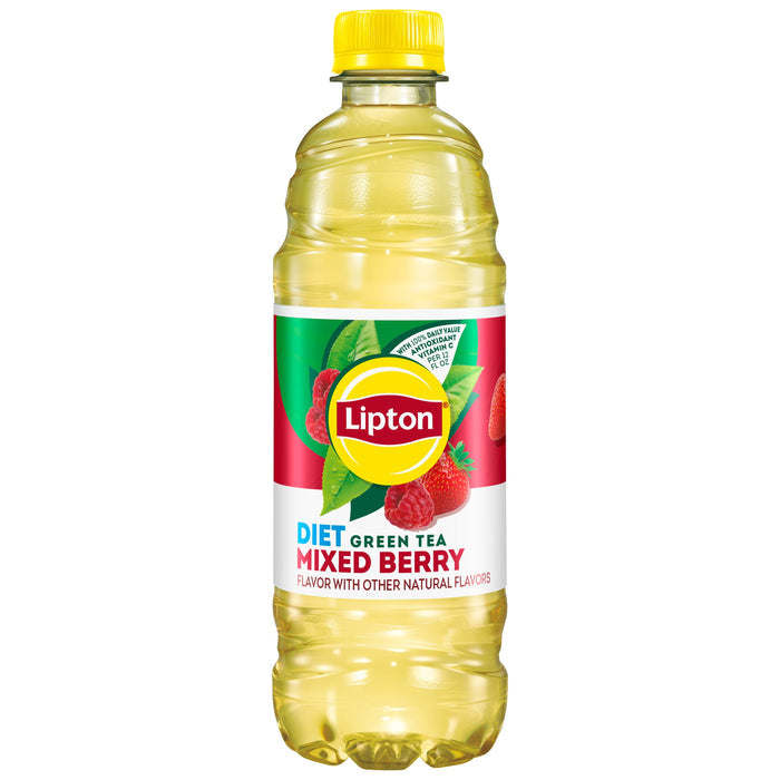 Lipton Diet Green Tea Mixed Berry Iced Tea, 16.9 fl oz, 12 Pack Bottles