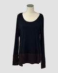 Long Sleeve Top in Black with Choc Trim