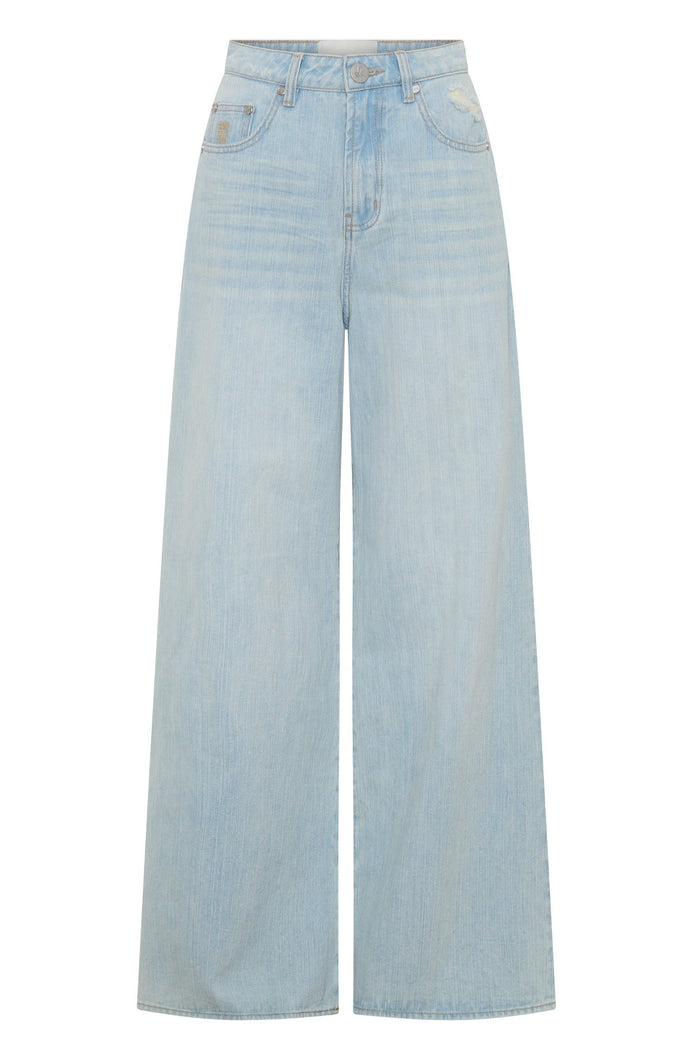 Love Machines Heart Mid Waist Super Wide Leg Denim | Sea Mist Love