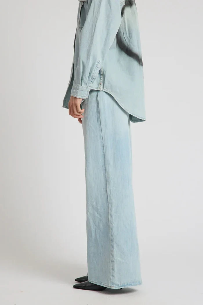 Love Machines Heart Mid Waist Super Wide Leg Denim | Sea Mist Love