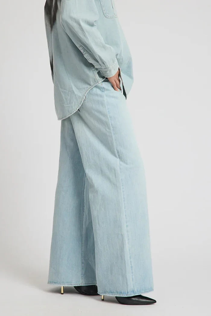 Love Machines Heart Mid Waist Super Wide Leg Denim | Sea Mist Love