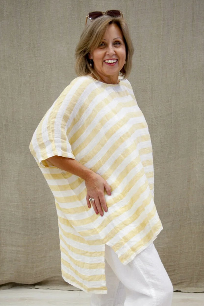 Luna Oversized Top | Lemon Stripes