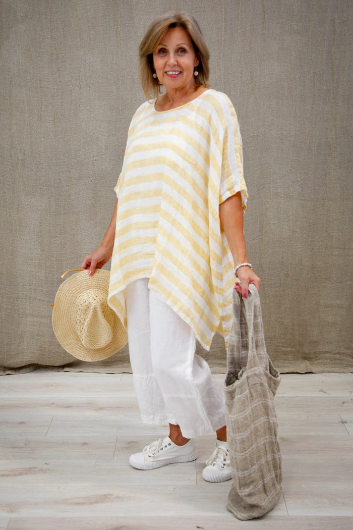 Luna Oversized Top | Lemon Stripes