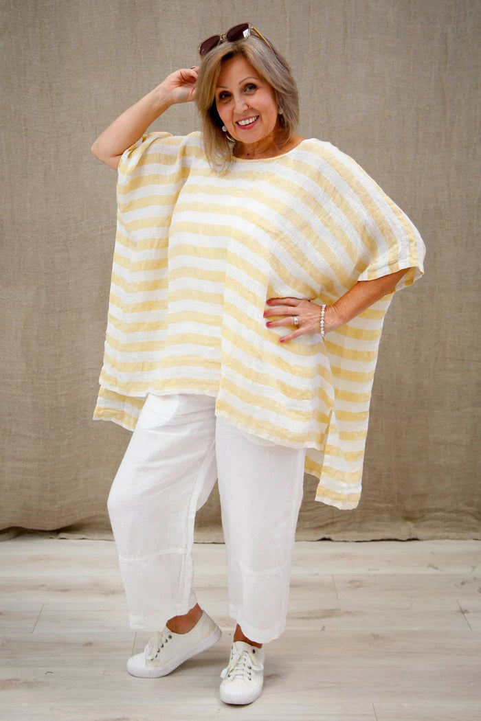 Luna Oversized Top | Lemon Stripes