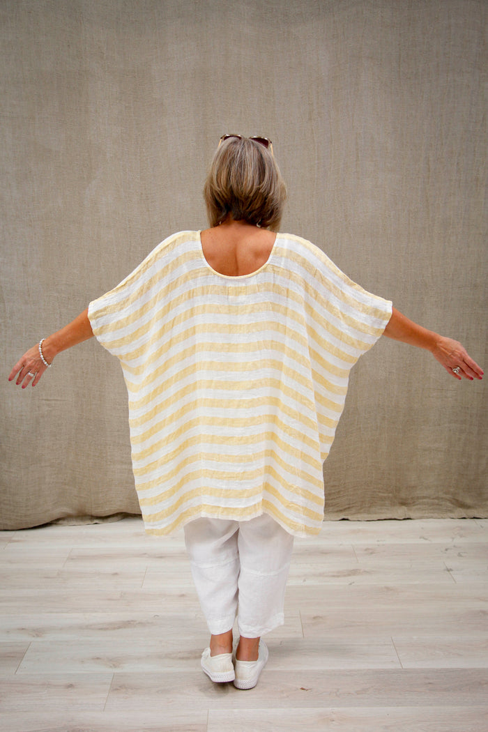Luna Oversized Top | Lemon Stripes