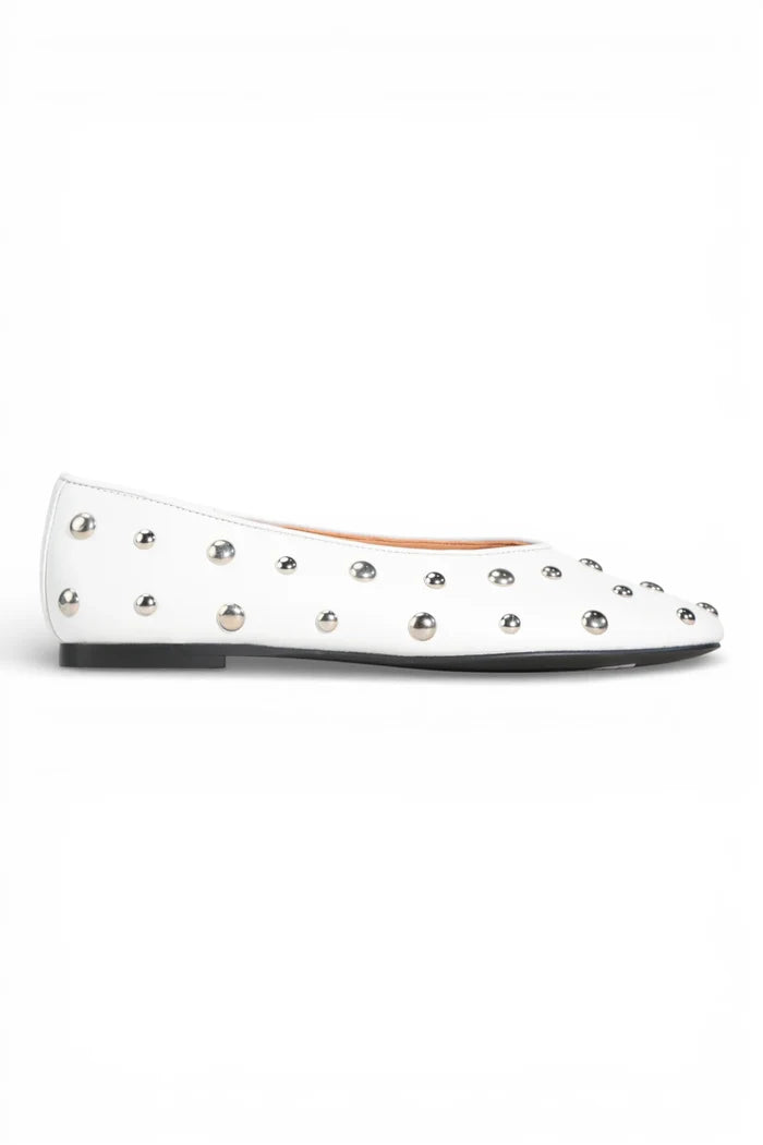 Lune Ballet Flats | White Stud