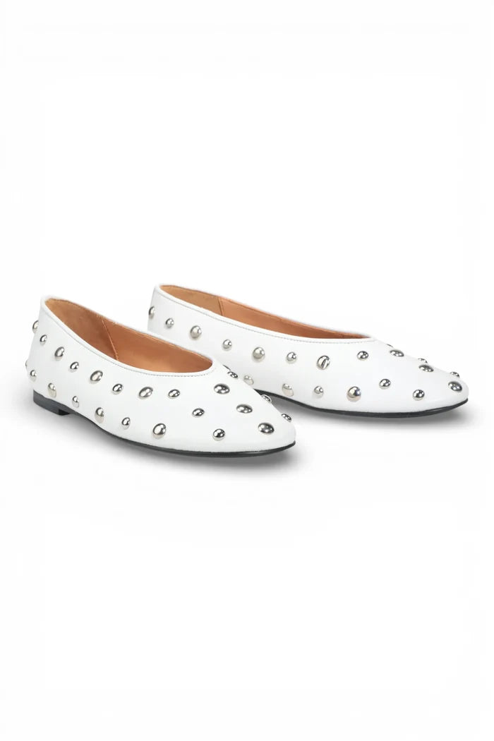 Lune Ballet Flats | White Stud