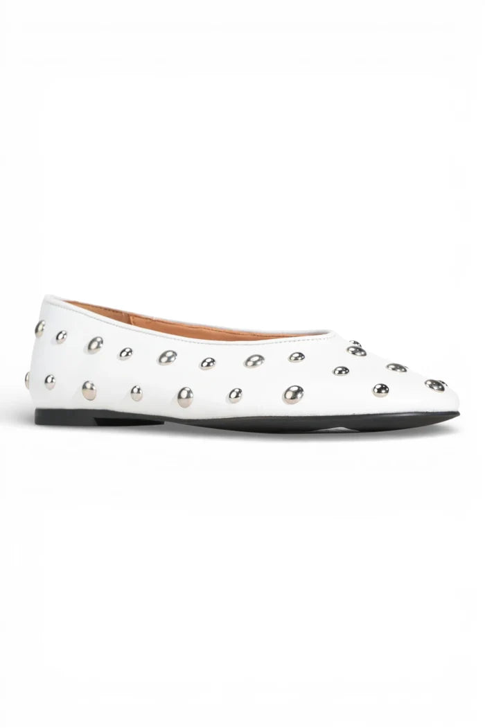 Lune Ballet Flats | White Stud