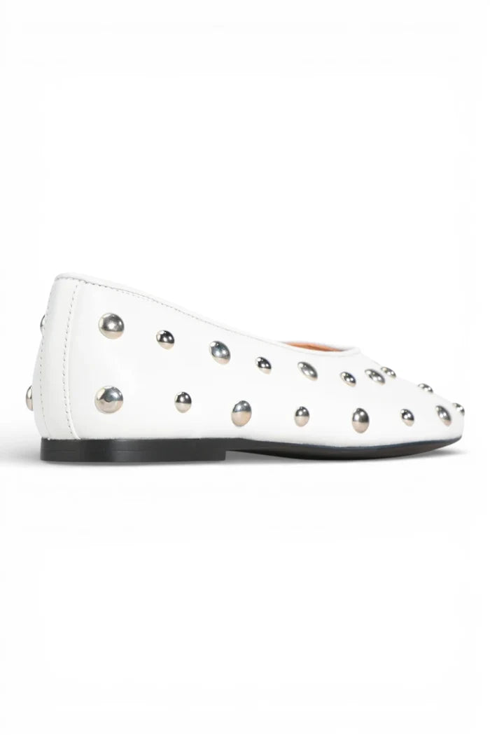 Lune Ballet Flats | White Stud