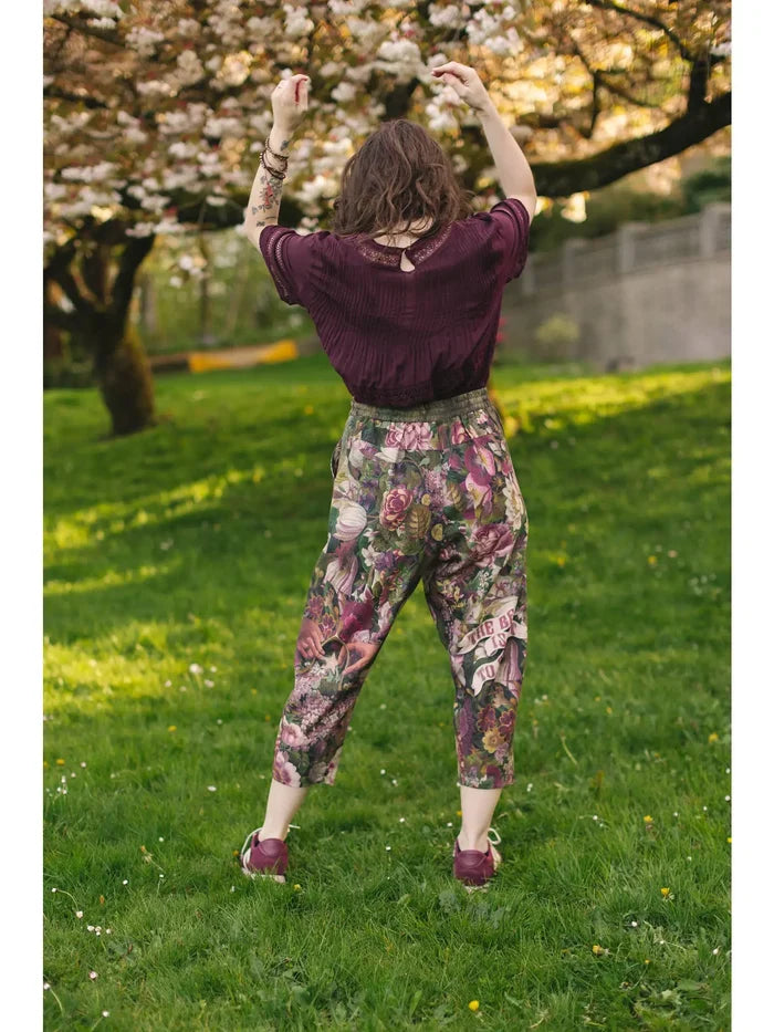 Make A Wish Linen Cropped Artist Pant w/ Wishbone, Dandelion