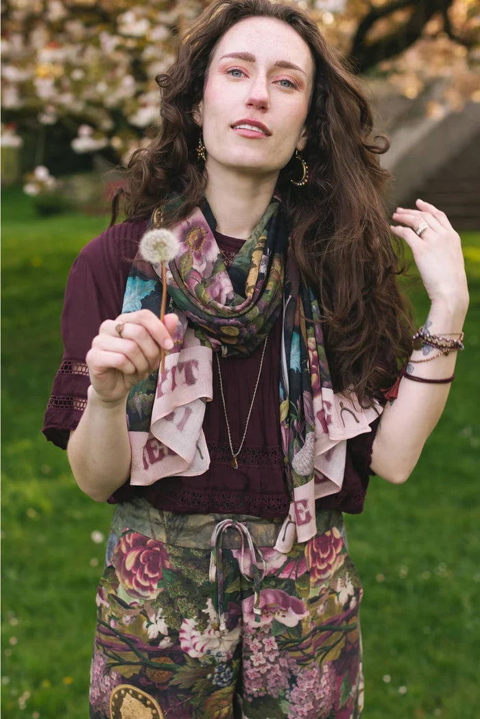 Make A Wish Linen Cropped Artist Pant w/ Wishbone, Dandelion
