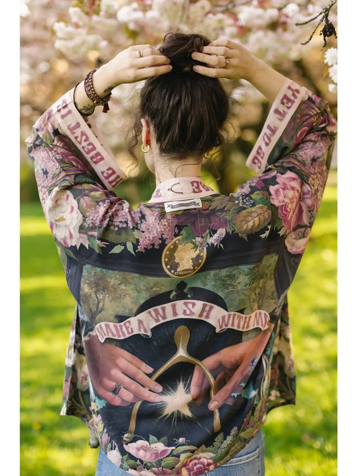 Make A Wish Pixie Duster Cropped Kimono W Wishbone Dandelion