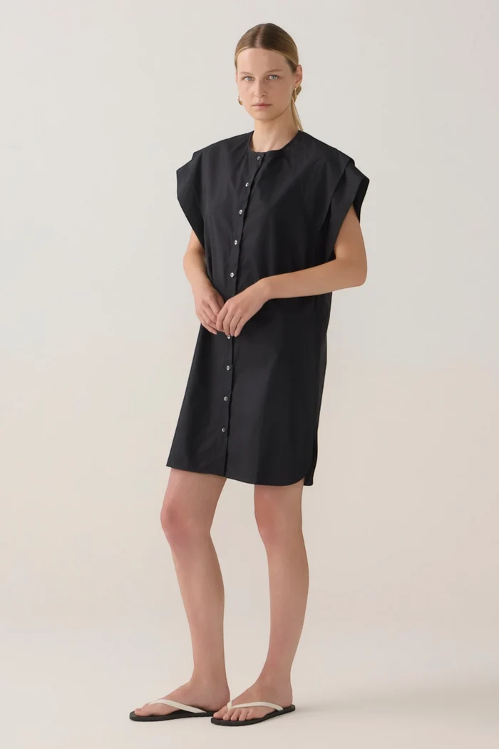 Maria Dress | Black Cotton Tencel