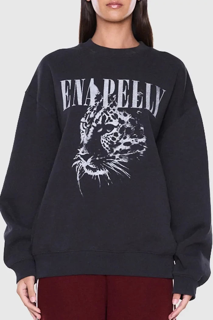 Mila Oversized Sweater | Vintage Black/Cheetah