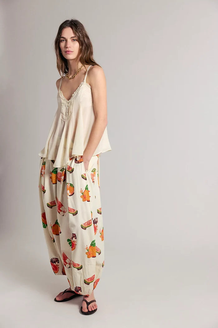 Moonflower Printed Pull-On Balloon Pants | Funky Fruits