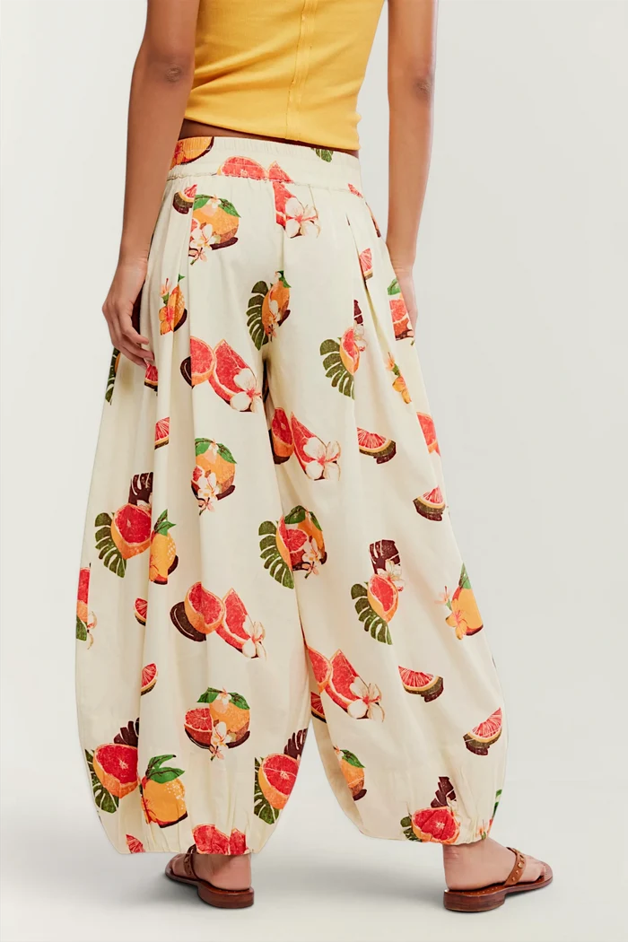 Moonflower Printed Pull-On Balloon Pants | Funky Fruits