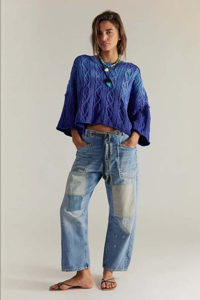 Moxie Pull-On Barrel Jeans | Truest blue