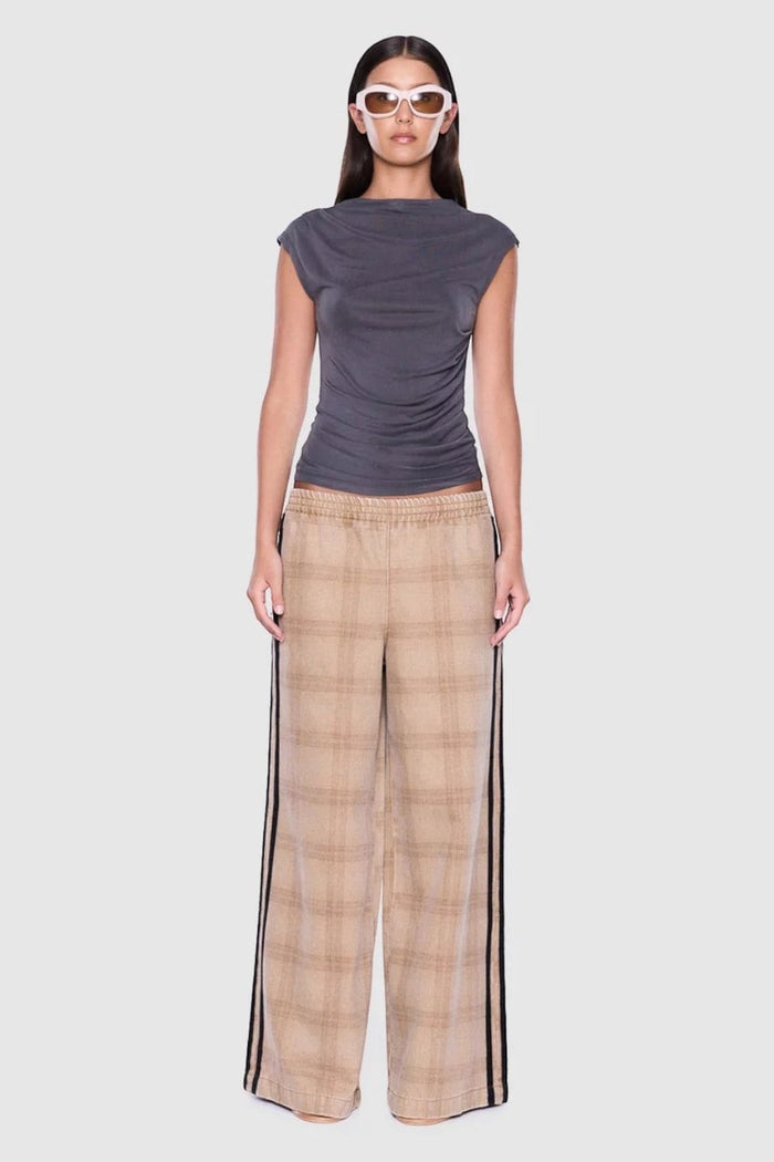 Myla Wide Leg Pant | Beige Check