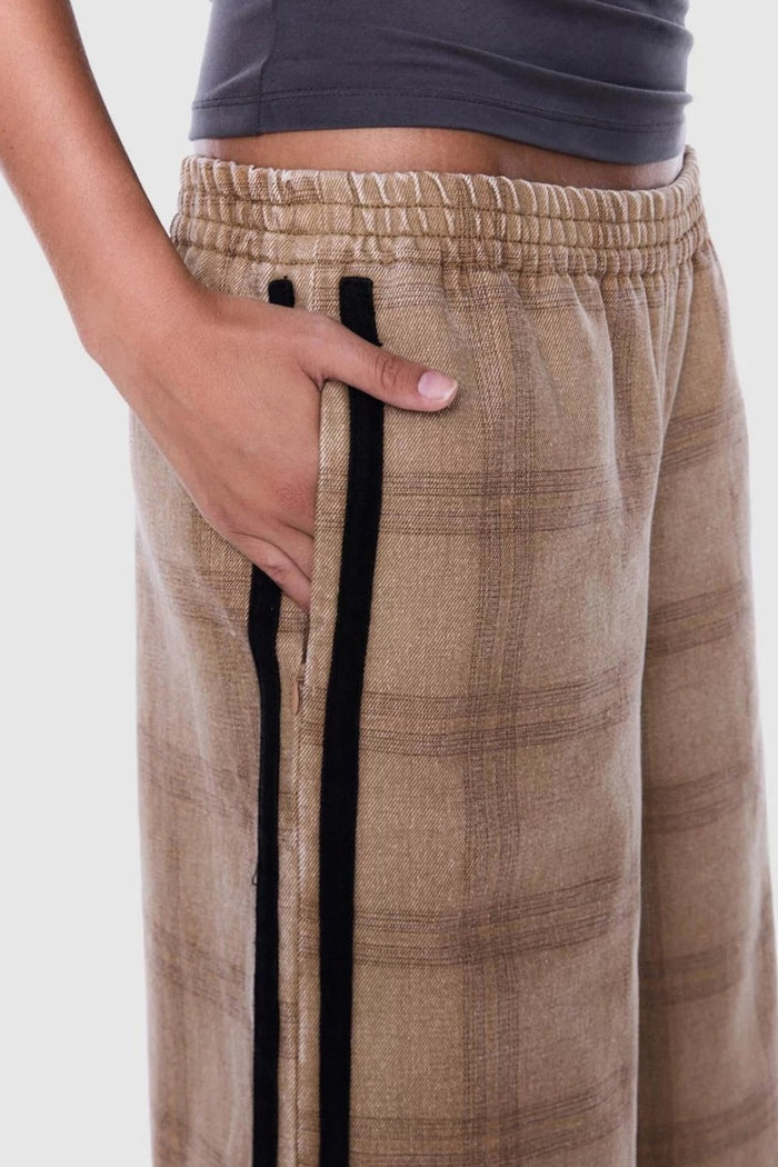 Myla Wide Leg Pant | Beige Check
