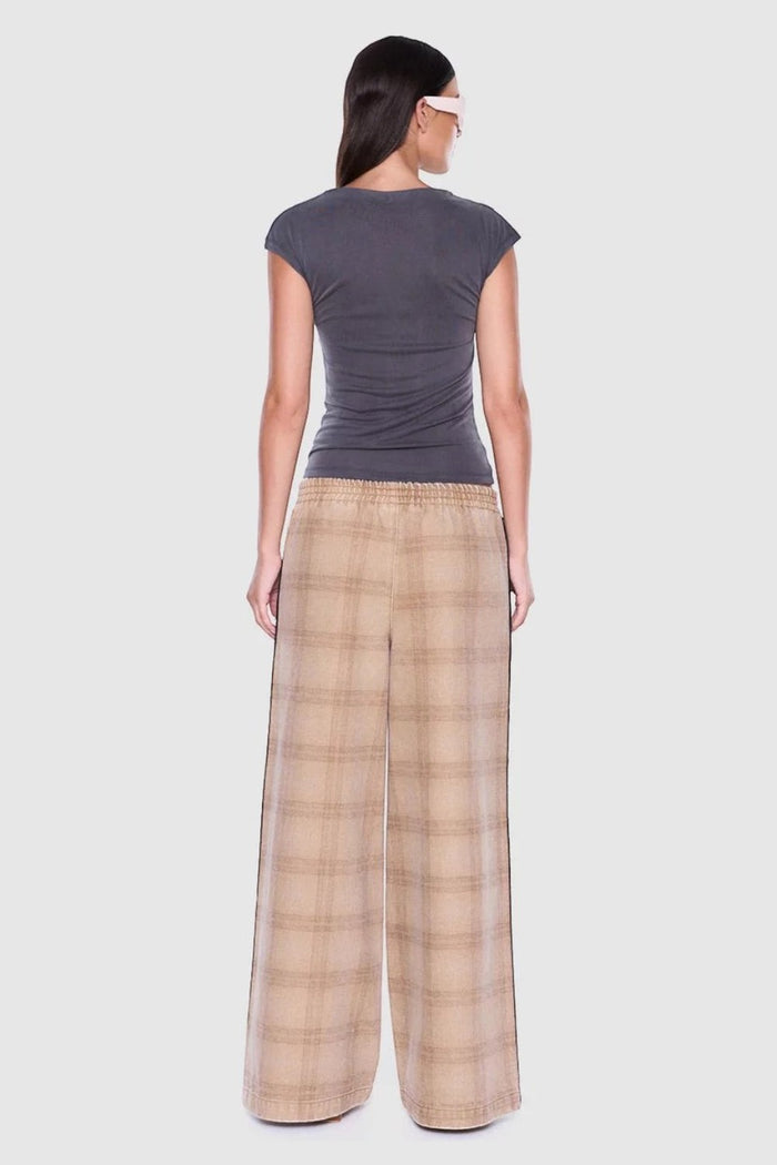 Myla Wide Leg Pant | Beige Check
