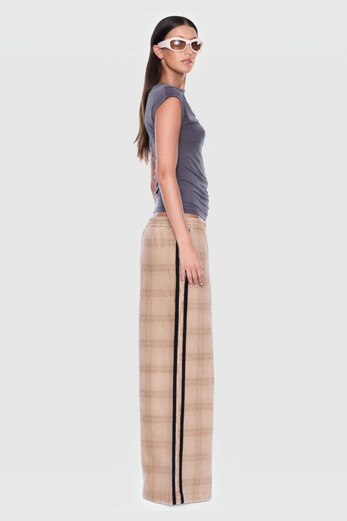Myla Wide Leg Pant | Beige Check